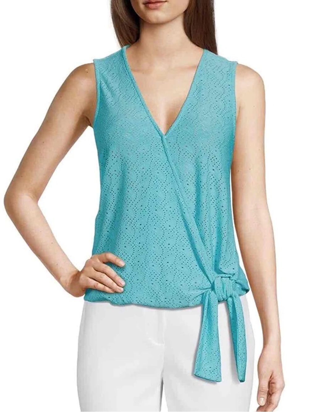 Michael Kors Aqua Eyelet Wrap Tie Camisole